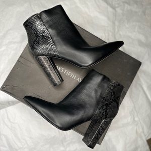 Saks Fith Avenue Black Croc Booties
